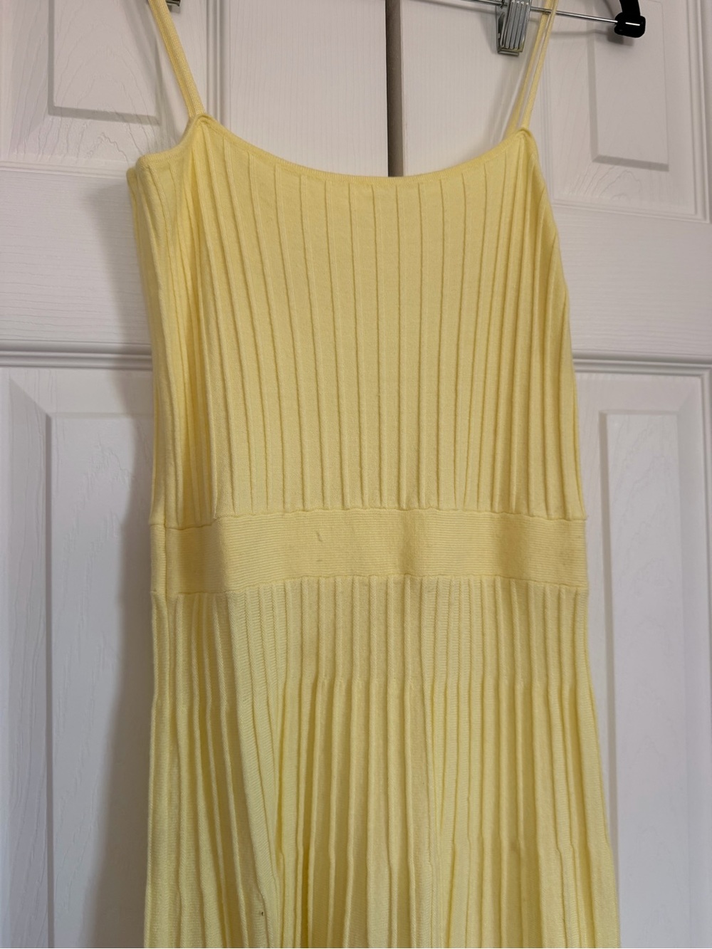 Women's Cream Ribbed Maxi Dress with Spaghetti Straps - Picture 3 of 3